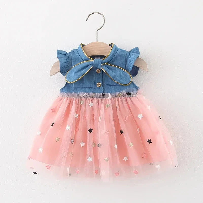 Vestido Princesa de Manga Voadora para Bebês Vestido Menina 06 Kabannas Rosa 9-12 Meses 