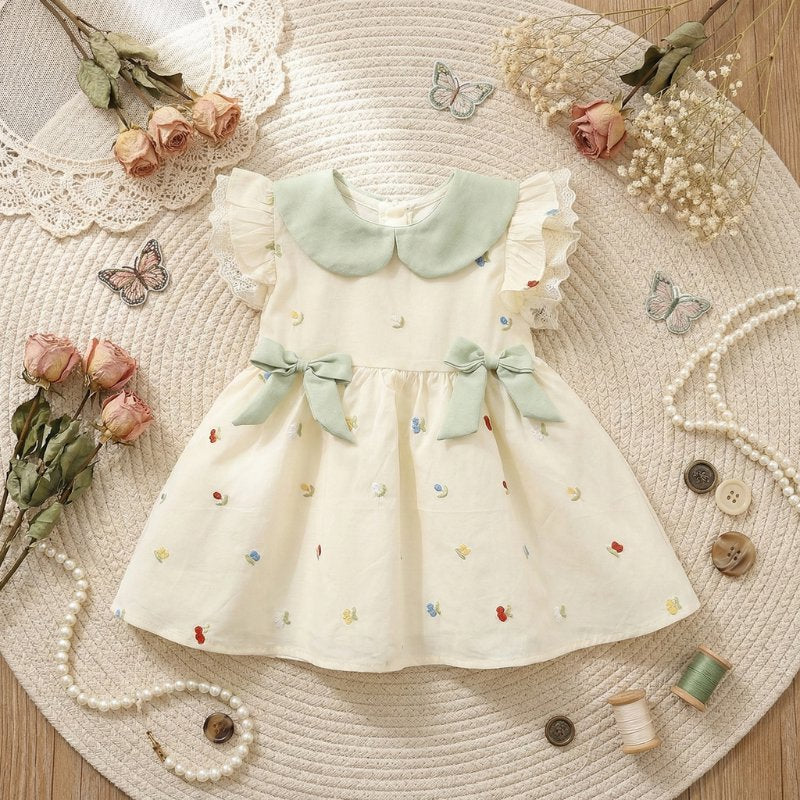 Vestido Vintage de Verão para Menina - Elegância em Renda e Laços Moda Vintage Infantil 18 Kabannas 