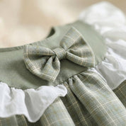 Vestido Vintage Xadrez para Meninas com Laço - Verão Elegante Moda Vintage Infantil 27 Kabannas 