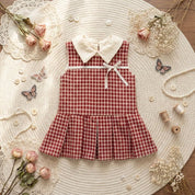 Vestido Vintage Xadrez Vermelho para Meninas - Elegância Clássica Moda Vintage Infantil 12 Kabannas 