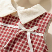 Vestido Vintage Xadrez Vermelho para Meninas - Elegância Clássica Moda Vintage Infantil 12 Kabannas 